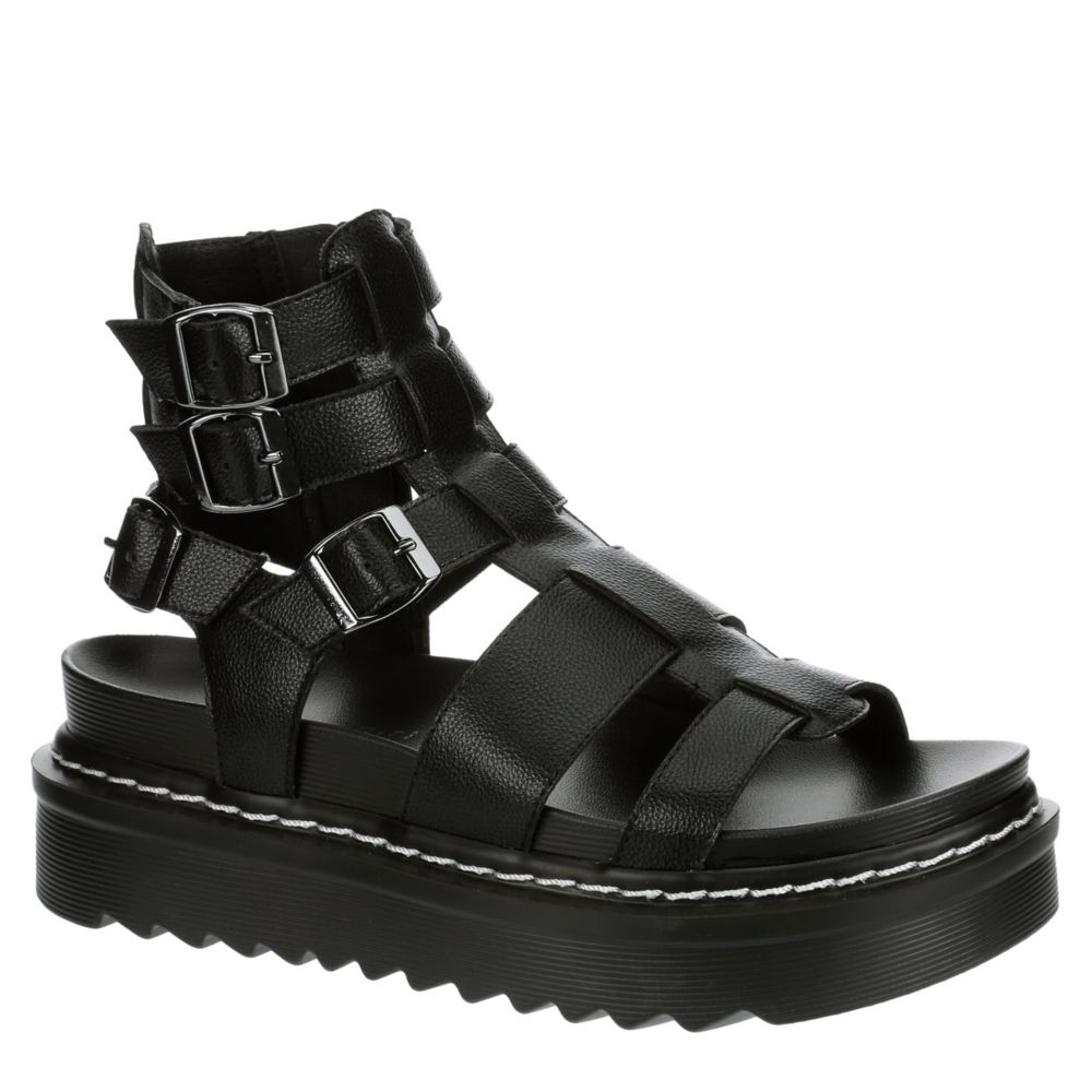 platform gladiator sandals black