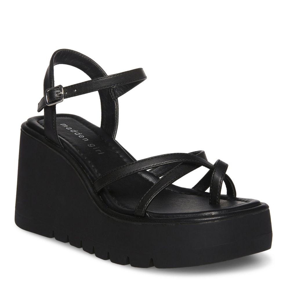Individualidad Varios Aislar Black Madden Girl Womens Vaultt Wedge Sandal | Sandals | Rack Room Shoes