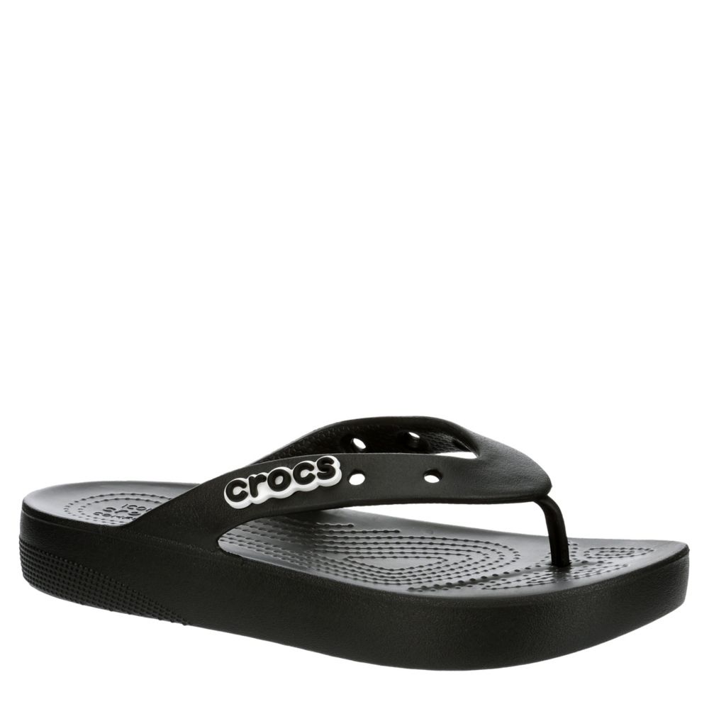 Black croc flip online flops