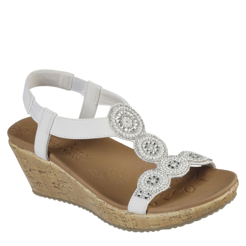 Off White Skechers Womens Beverlee Glam Wedge Sandal | Sandals | Rack Shoes