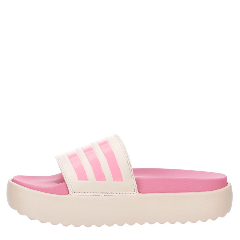 adidas Adilette Platform Slides - White, Women's Lifestyle