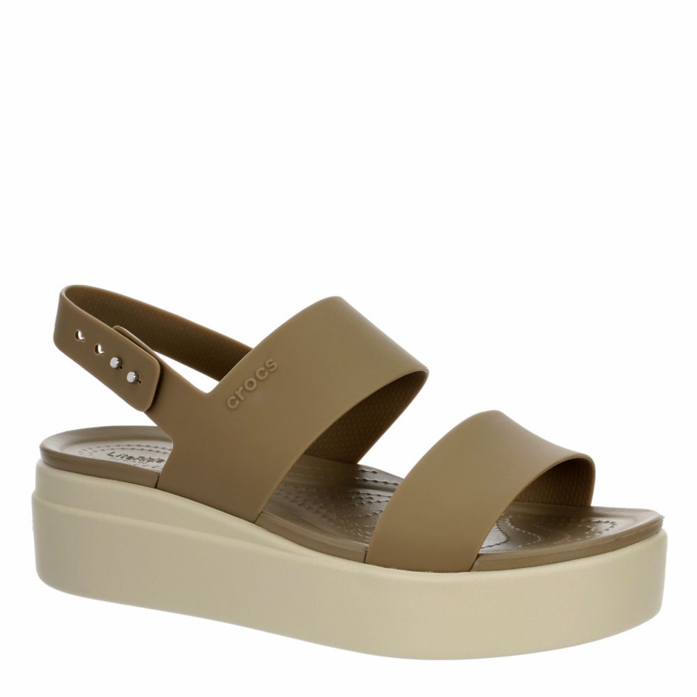 Khaki Crocs Womens Brooklyn Platform Wedge Sandal | Sandals | Rack Room  Shoes