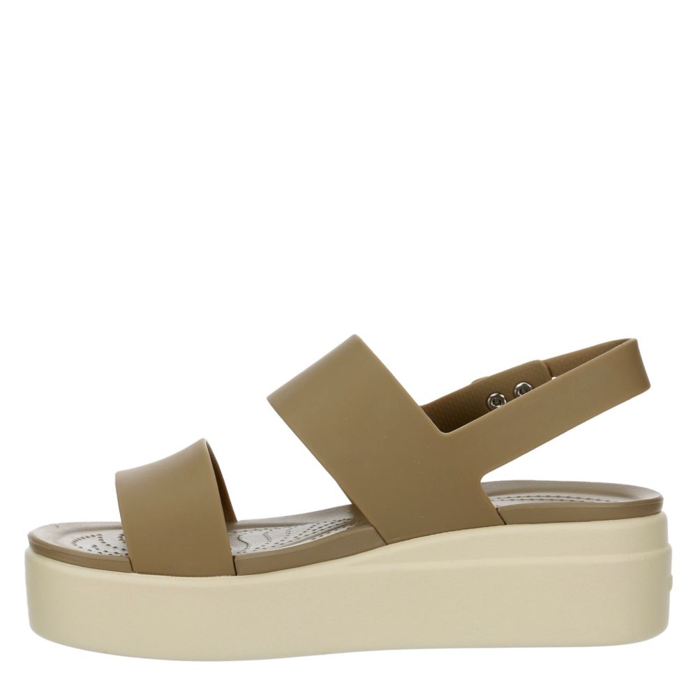 Khaki Crocs Womens Brooklyn Platform Wedge Sandal Rack Room Shoes