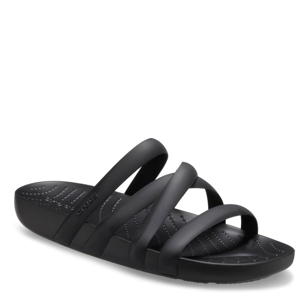 Black Womens Splash & Splash Shine Strappy Sandal, Crocs