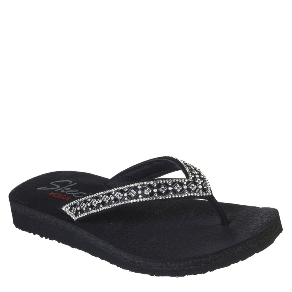 Black Skechers Womens Lotus Bae Flip Flop Sandal | Sandals | Rack