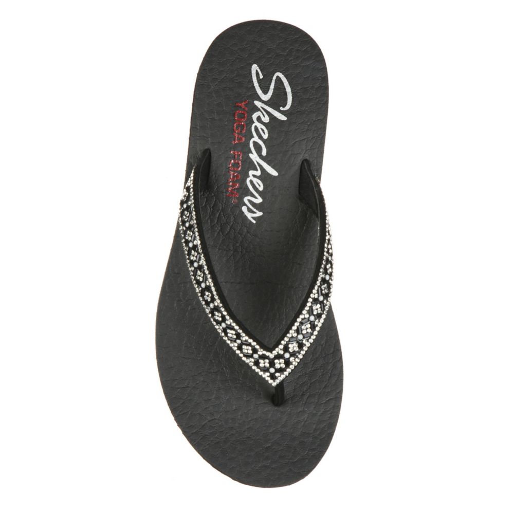 Black Womens Lotus Bae Flip Flop Sandal, Skechers