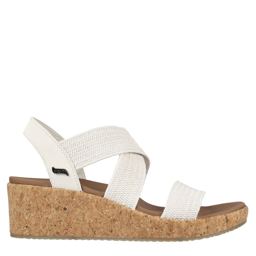 White Womens Beverlee Love Stays Wedge Sandal | Skechers | Rack Room Shoes