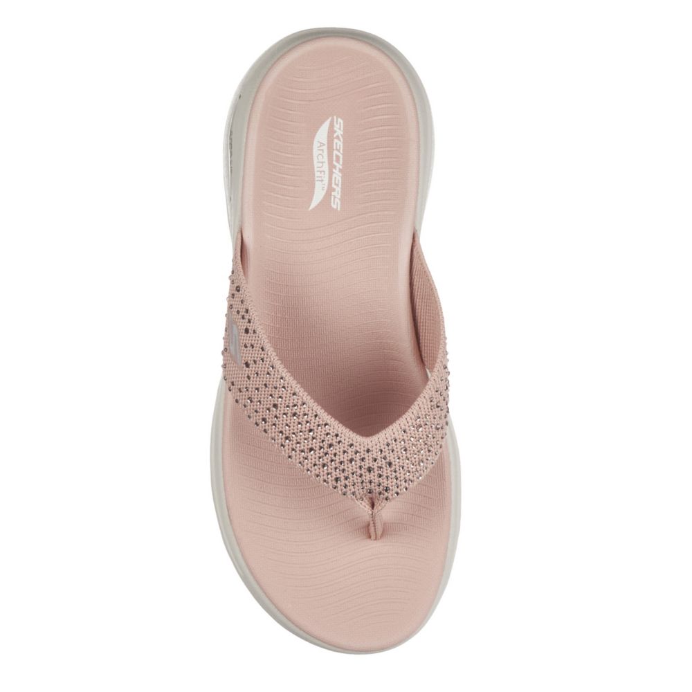 Pink Womens Dazzle- Arch Fit Flip Flop Sandal, Skechers