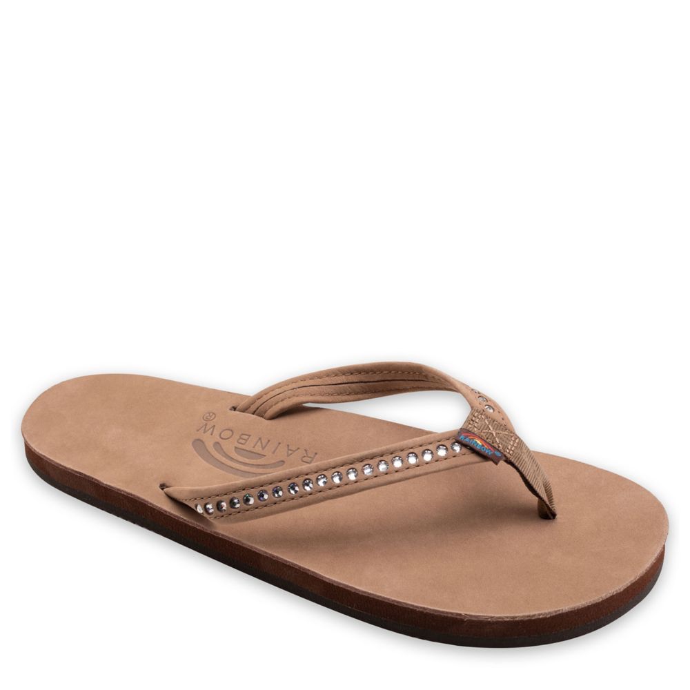 Brown Womens Crystal Collection Flip Flop Sandal