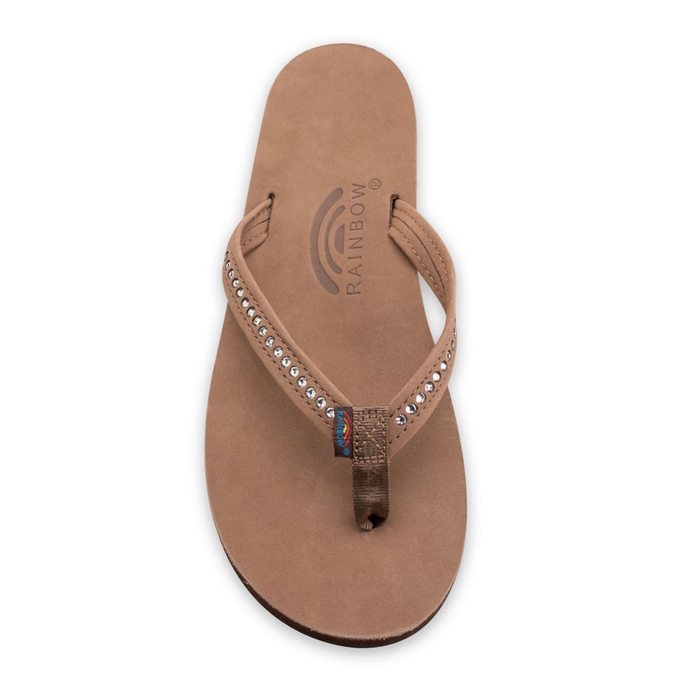 Brown Womens Crystal Collection Flip Flop Sandal