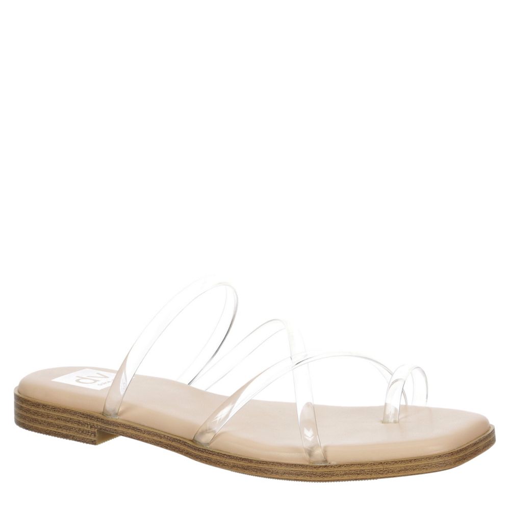 Womens clear hot sale flat sandals