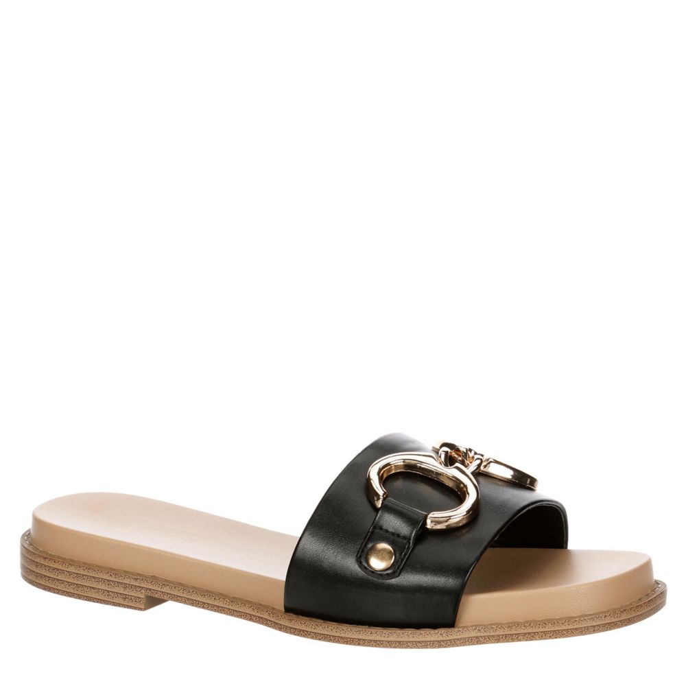 Gucci Marmont Leather Sandals - Black - Slippers