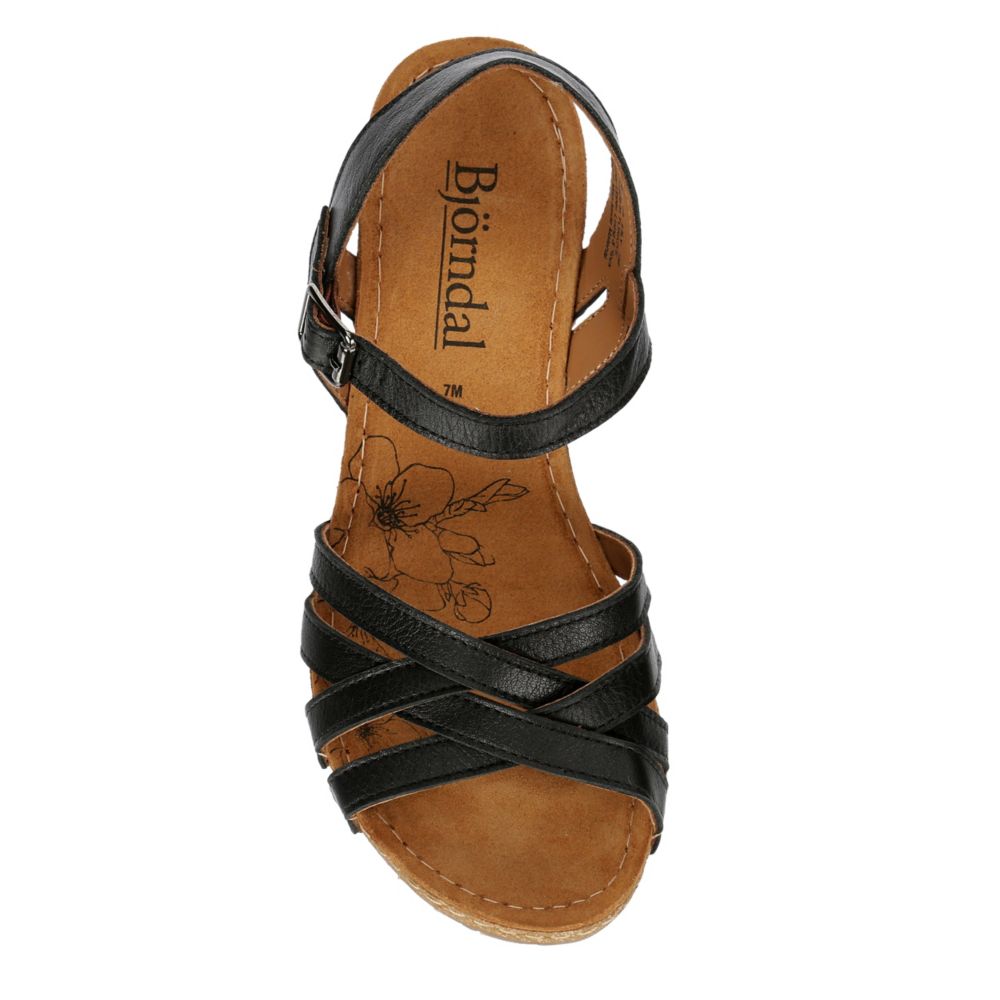 Black Bjorndal Womens Lily Wedge Sandal Rack Room Shoes
