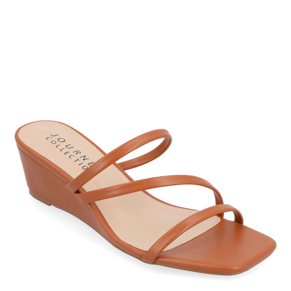 Journee Collection Womens Takarah Low Wedge Sandal - Brown