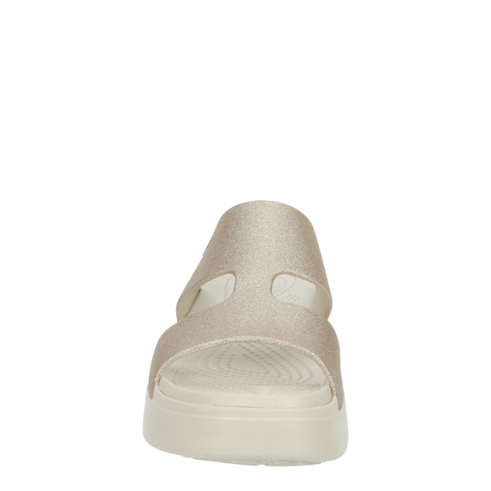 WOMENS GETAWAY GLITTER H-STRAP SLIDE - BONE