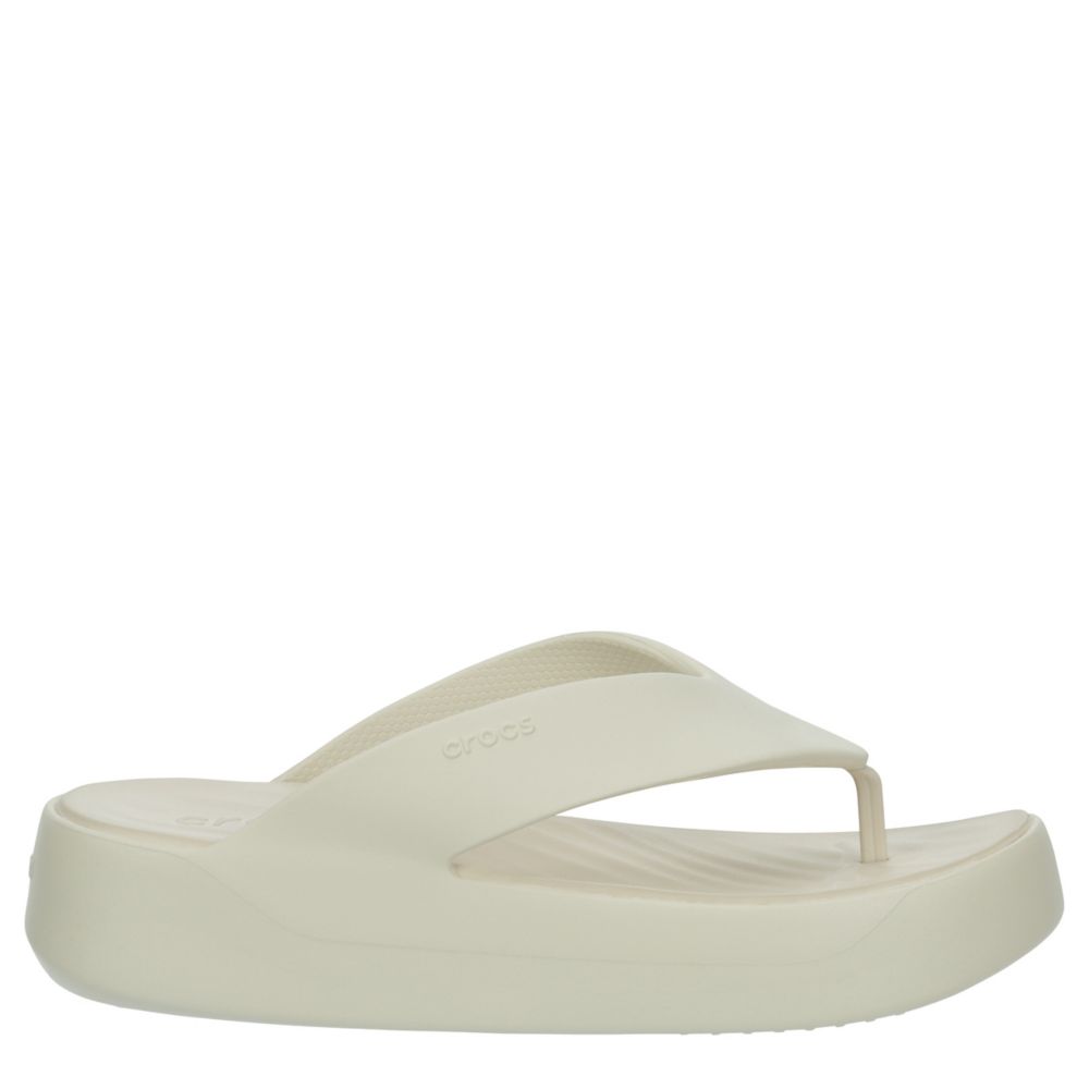 CROCS WOMENS GETAWAY PLATFORM FLIP FLOP SANDAL - OFF WHITE