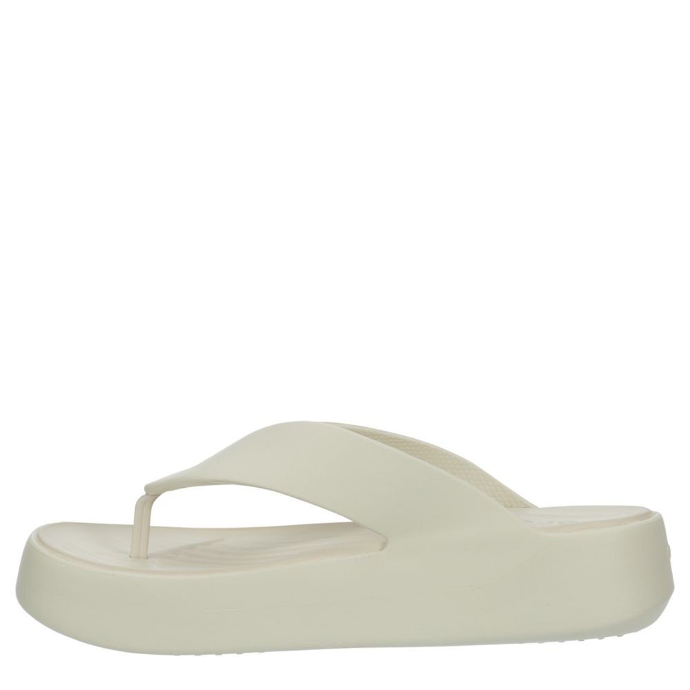 CROCS WOMENS GETAWAY PLATFORM FLIP FLOP SANDAL - OFF WHITE