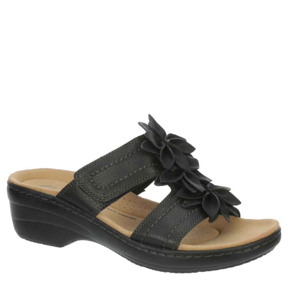 Clarks womens black sandals online