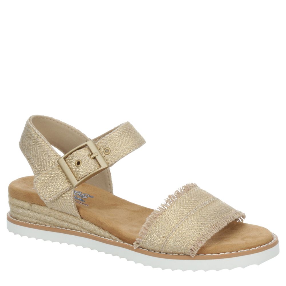 WOMENS DESERT KISS- GOLD CRUSH LOW WEDGE SANDAL