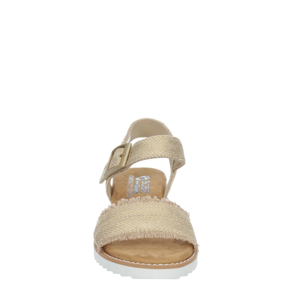 WOMENS DESERT KISS- GOLD CRUSH LOW WEDGE SANDAL