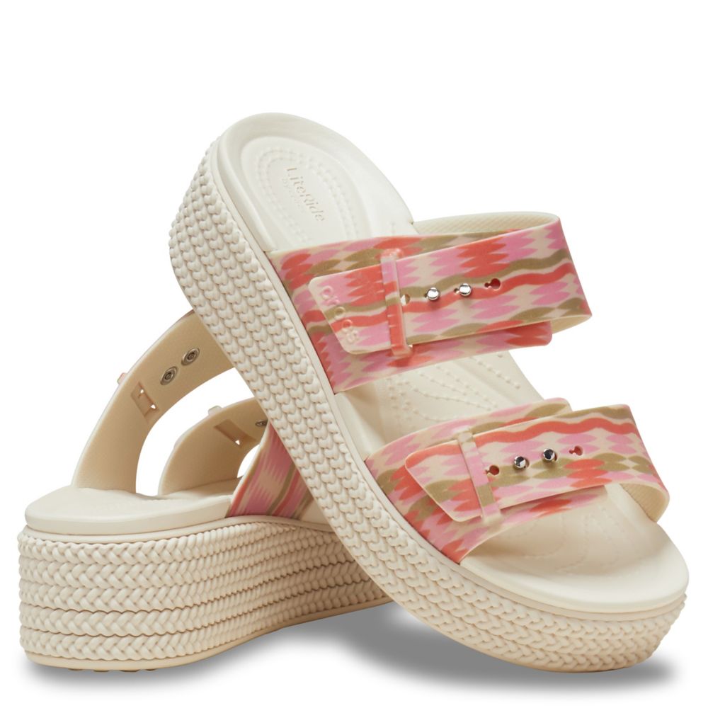 WOMENS BROOKLYN WOVEN LOW WEDGE CROCHET SANDAL