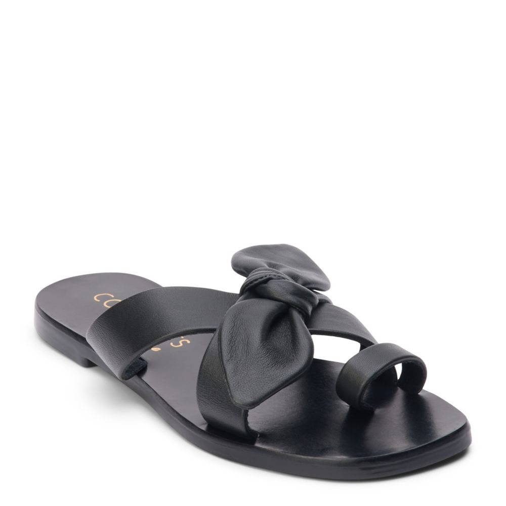 Black Coconuts Womens Vaughn Flat Sandal Leather | Rack Room