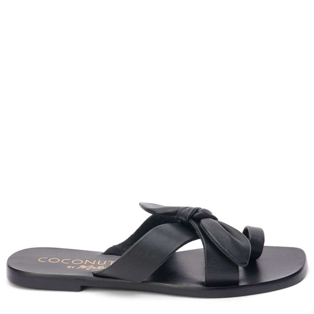 Black Coconuts Womens Vaughn Flat Sandal Leather | Rack Room