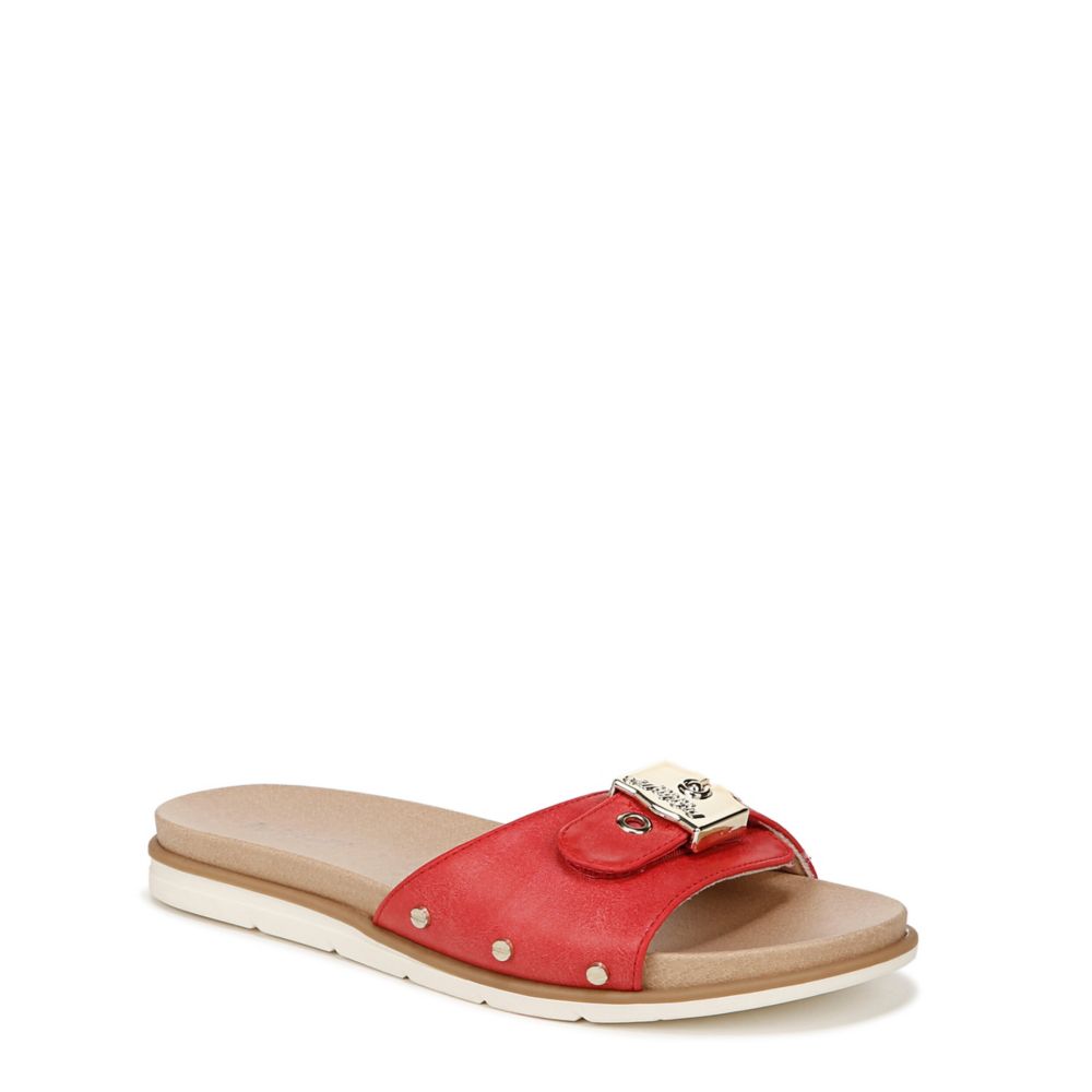 Red Dr. Scholl's Womens Nice Iconic Flat Slide Sandal | Rack Room Shoes