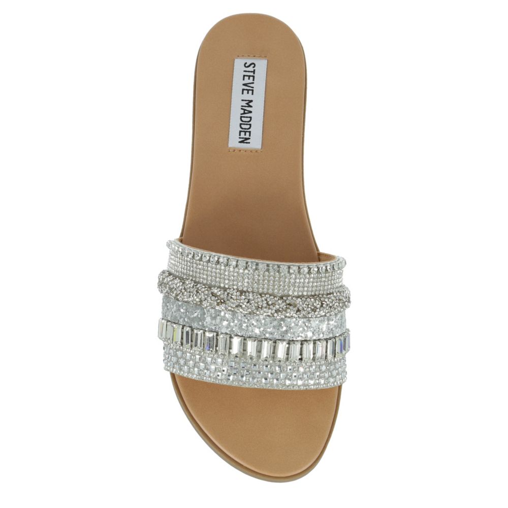 Steve Madden★Kammie Slide Sandal フラットサンダル Silver Steve Madden Womens Kammile Slide Sandal | Rack Room