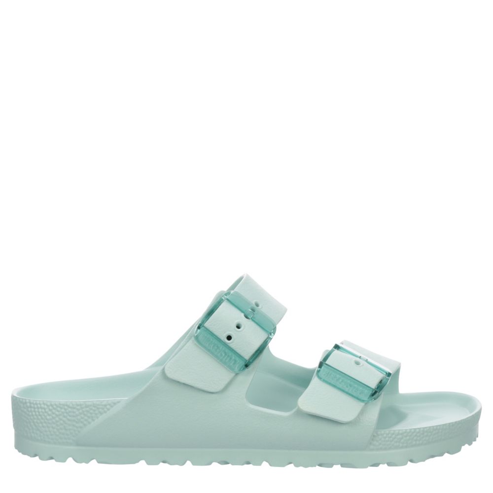 BIRKENSTOCK WOMENS ARIZONA STEALTH BUCKLE ESSENTIALS SLIDE SANDAL - MINT