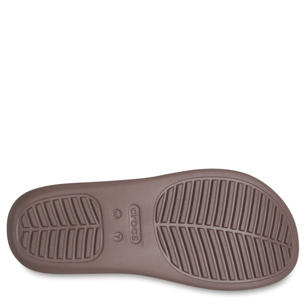 CROCS WOMENS GETAWAY PLATFORM TOE LOOP SANDAL - TAUPE