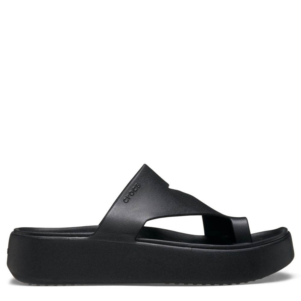 CROCS WOMENS GETAWAY PLATFORM TOE LOOP SANDAL - BLACK