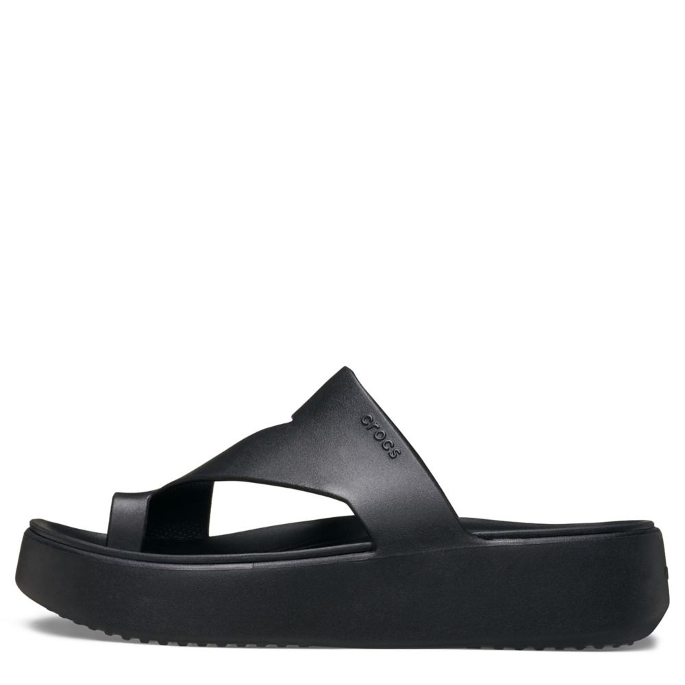 CROCS WOMENS GETAWAY PLATFORM TOE LOOP SANDAL - BLACK
