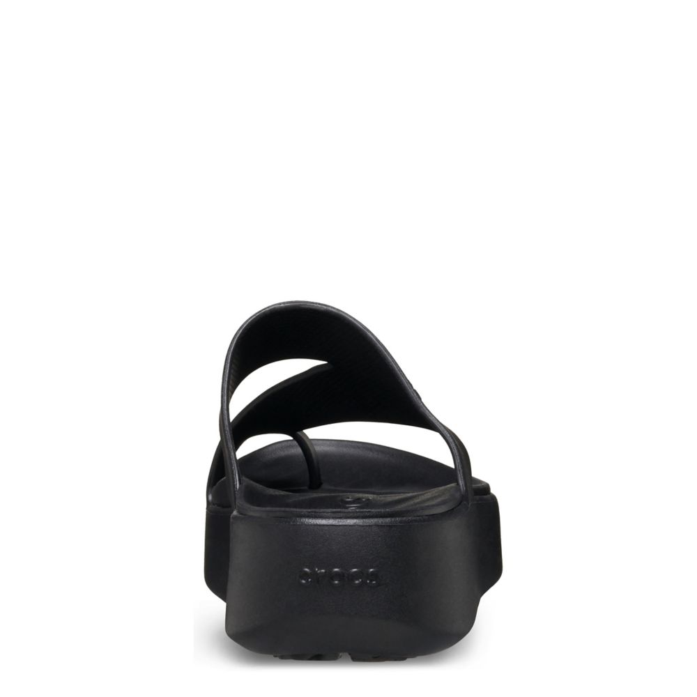 CROCS WOMENS GETAWAY PLATFORM TOE LOOP SANDAL - BLACK