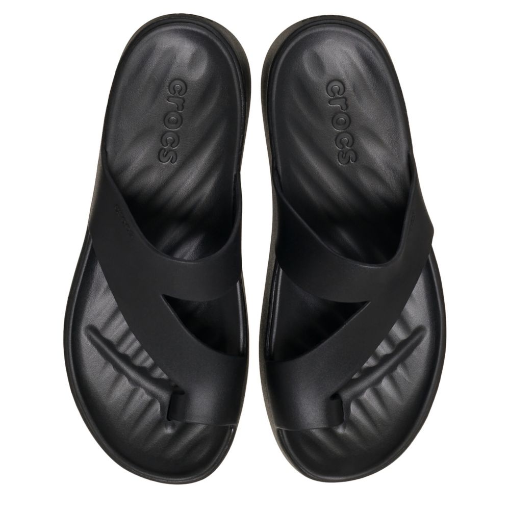 CROCS WOMENS GETAWAY PLATFORM TOE LOOP SANDAL - BLACK