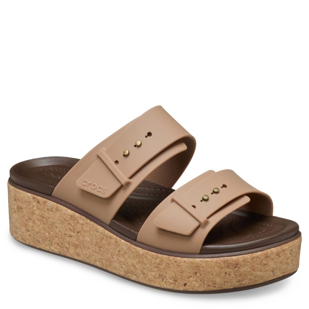 WOMENS BROOKLYN CORK BUCKLE LOW WEDGE SANDAL