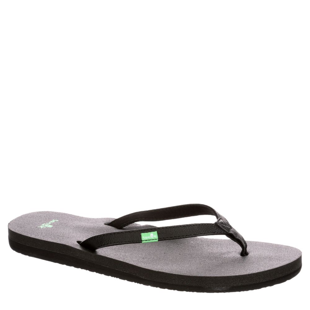 sanuk black flip flops