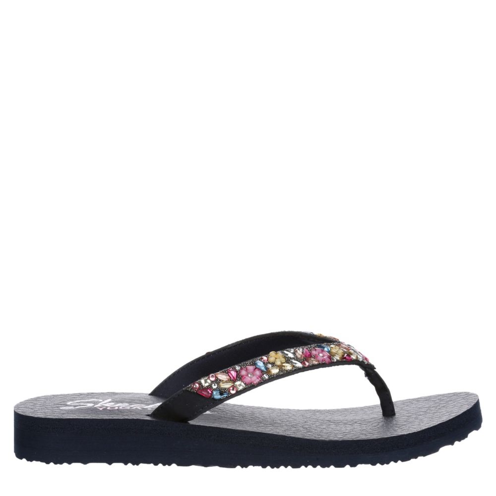 Buy SKECHERS Womens Meditation Daisy Garden Sandals Black Mitobuck/Multi  Plastic Trim