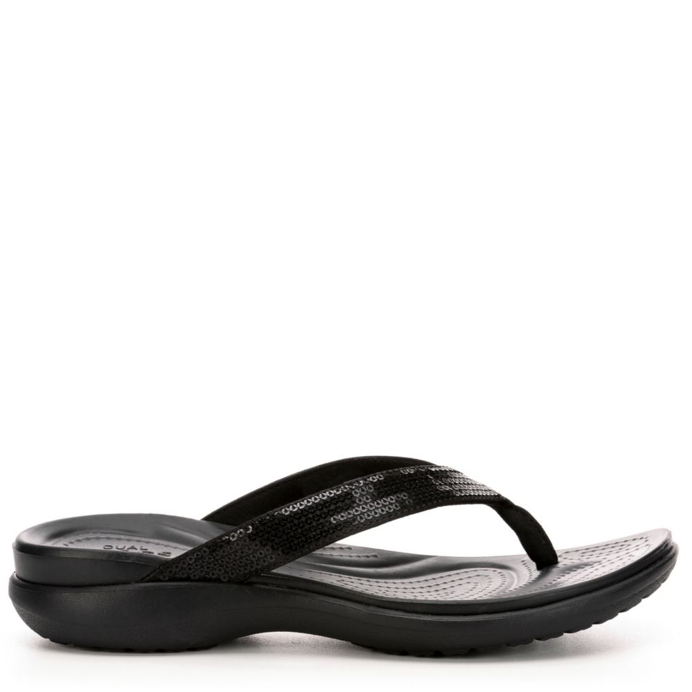 black sequin croc flip flops