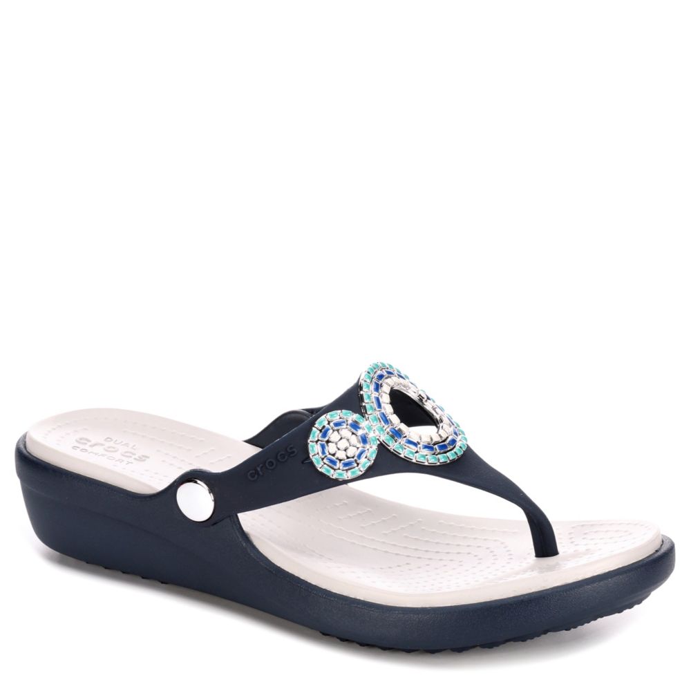 crocs navy blue flip flops
