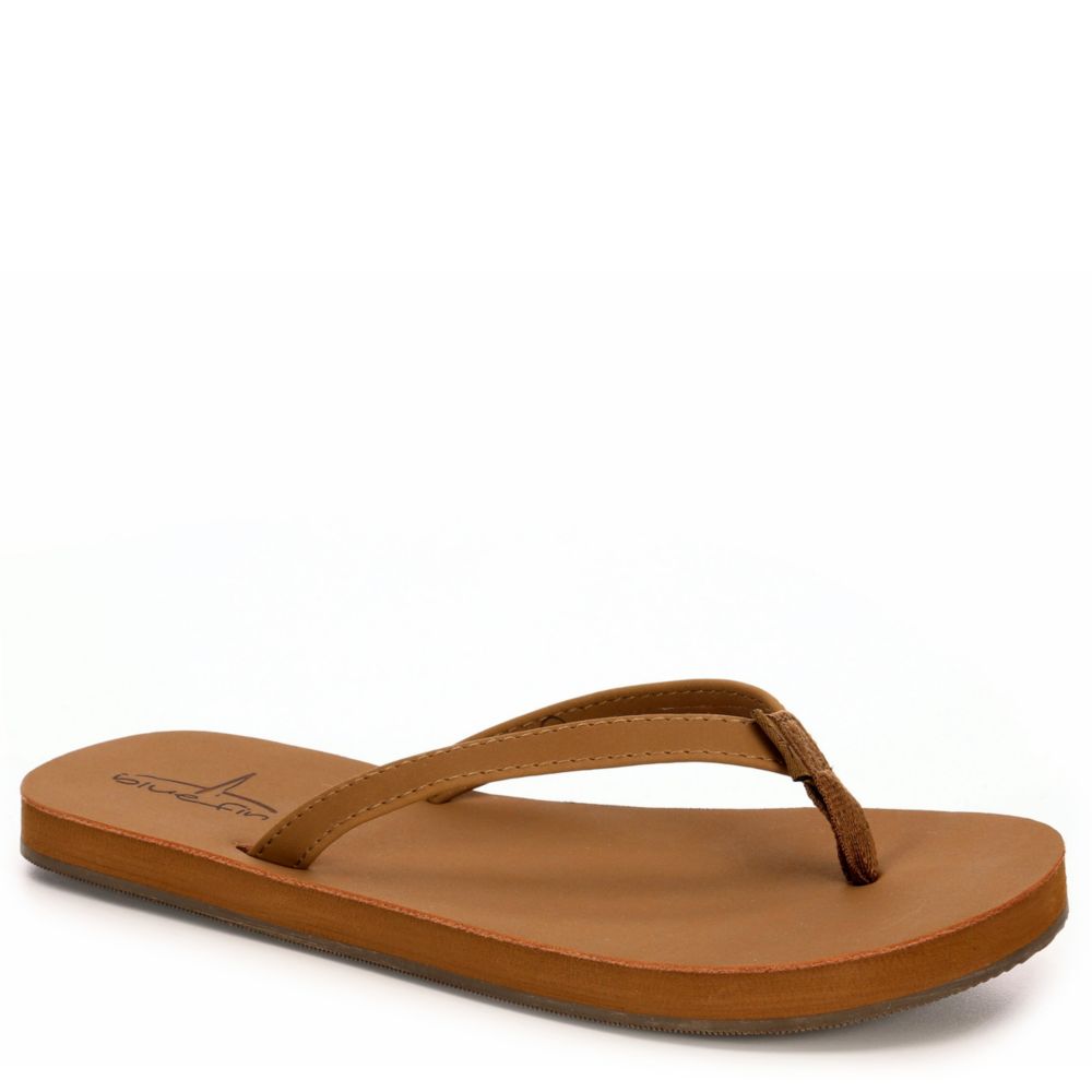 tan flip flops womens