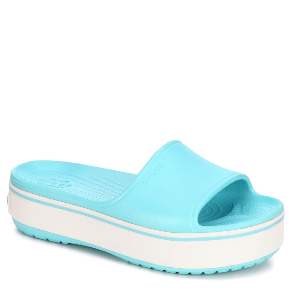 blue platform crocs