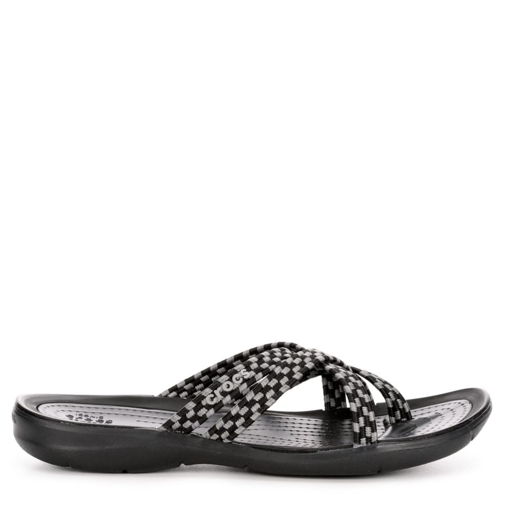 black braided flip flops