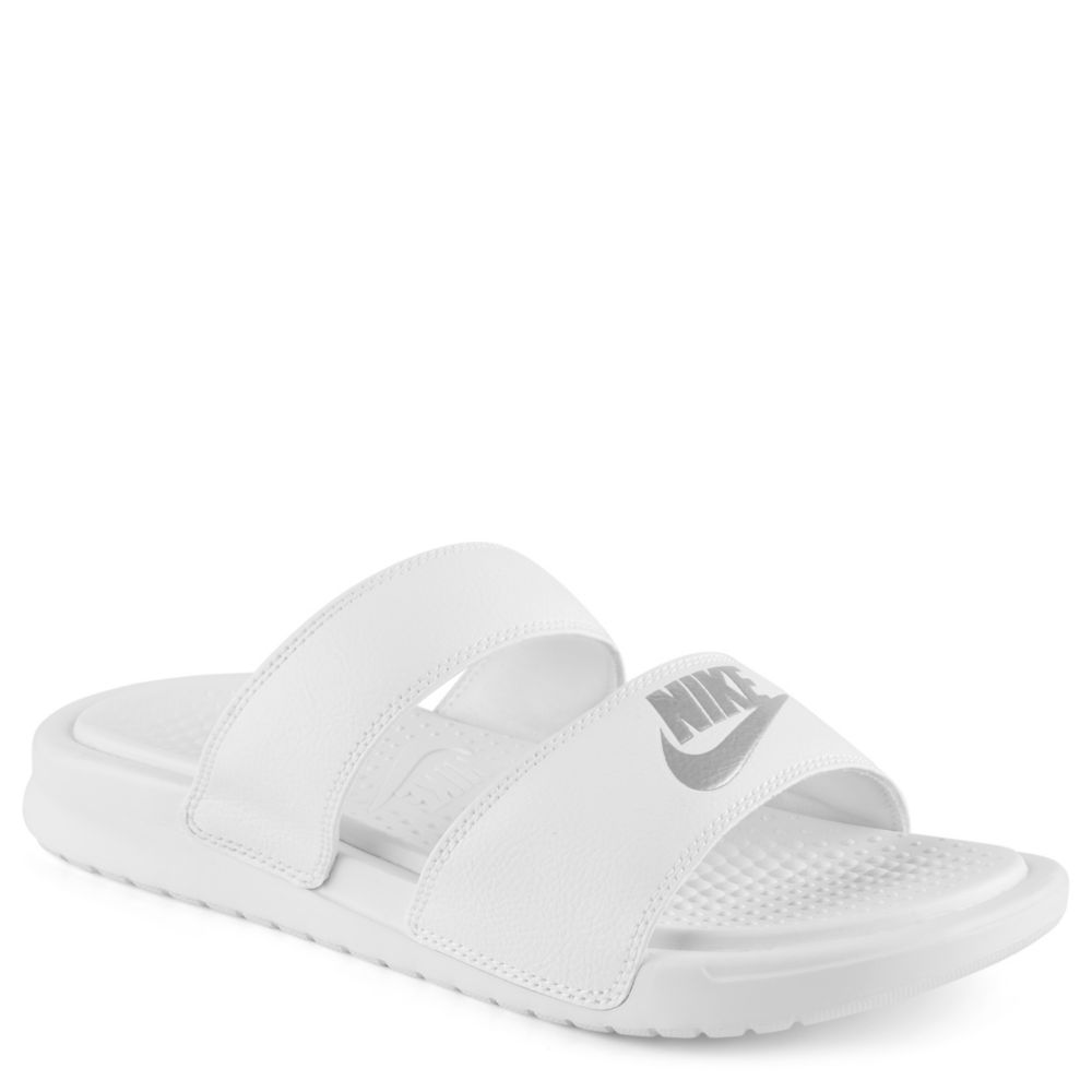 nike benassi white slides