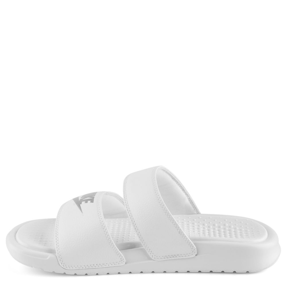 white nike benassi duo slides