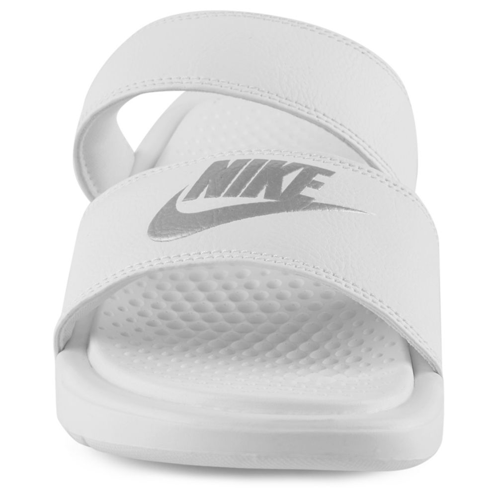 white nike slides two strap