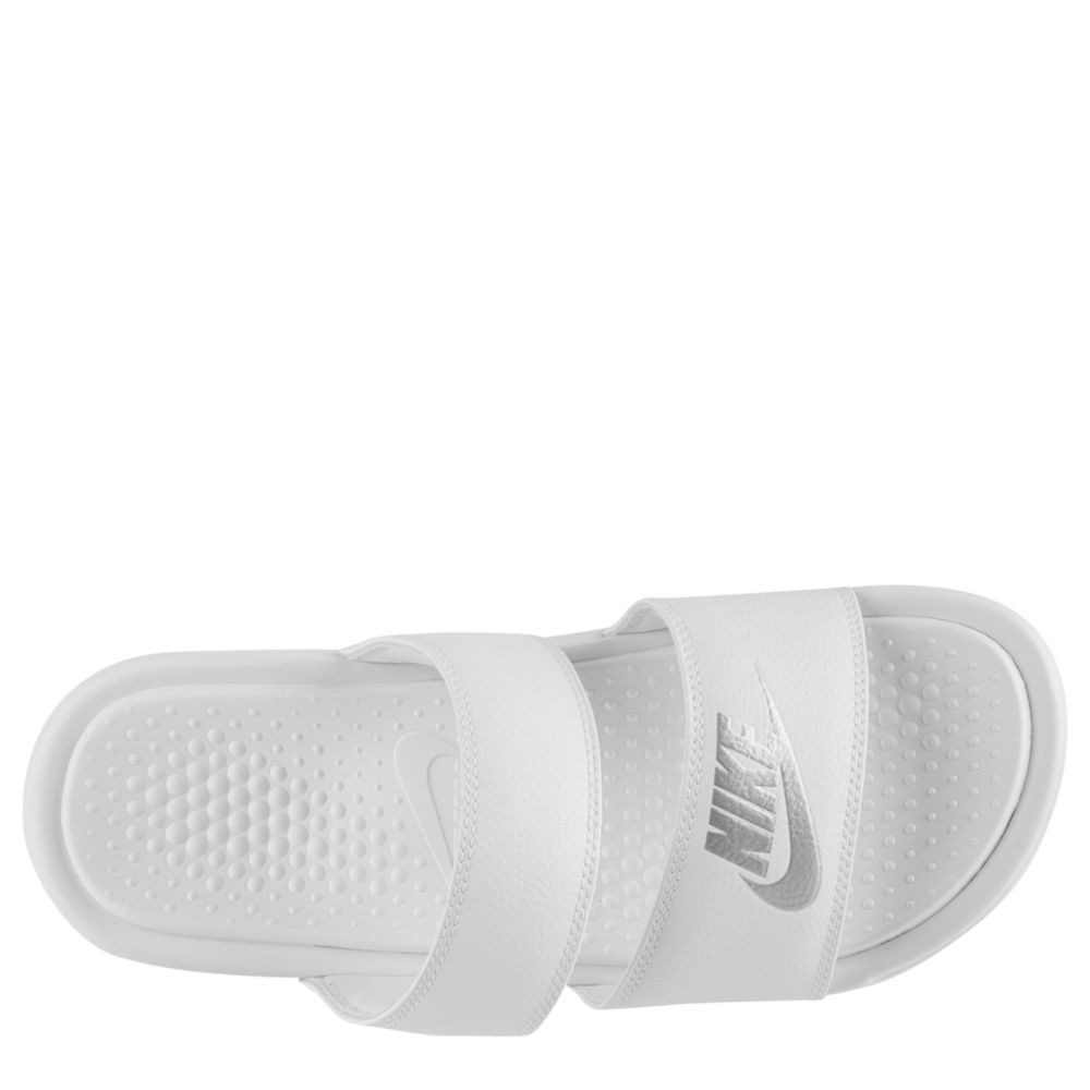 white nike double strap slides