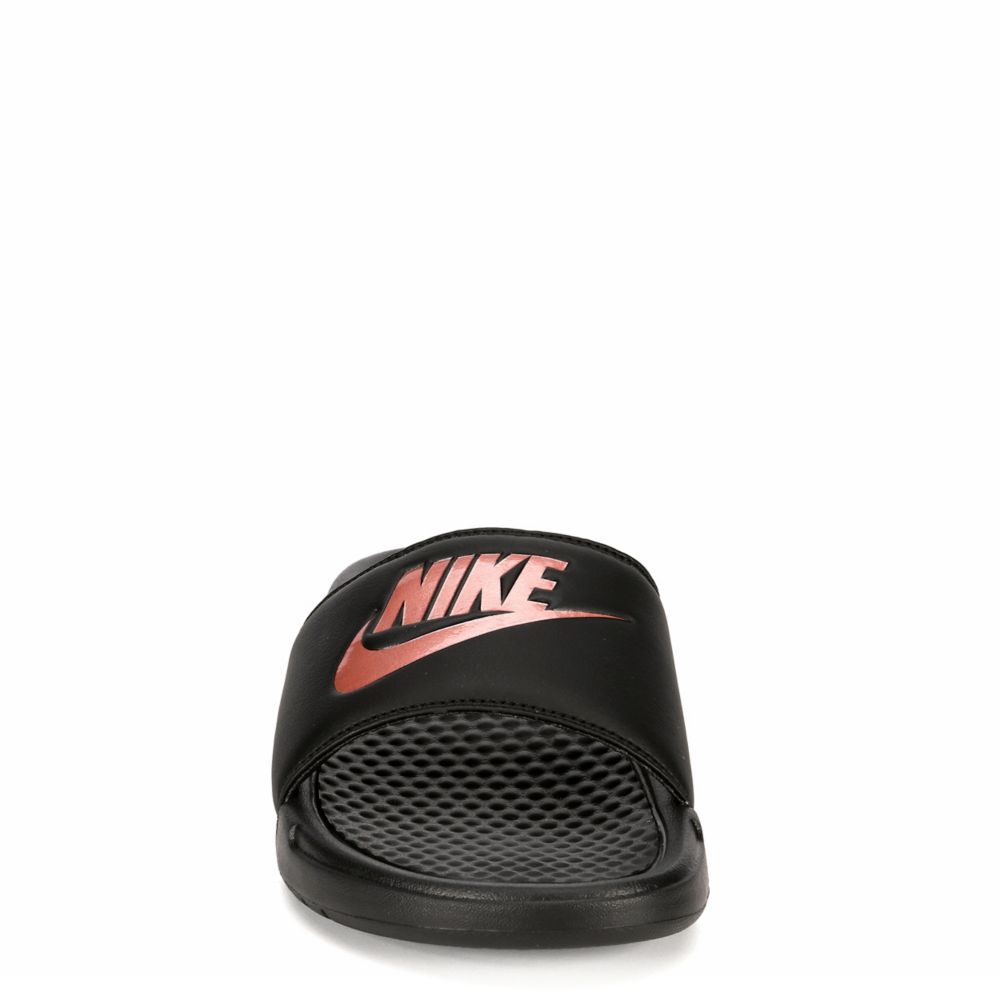 black and rose gold nike sandals
