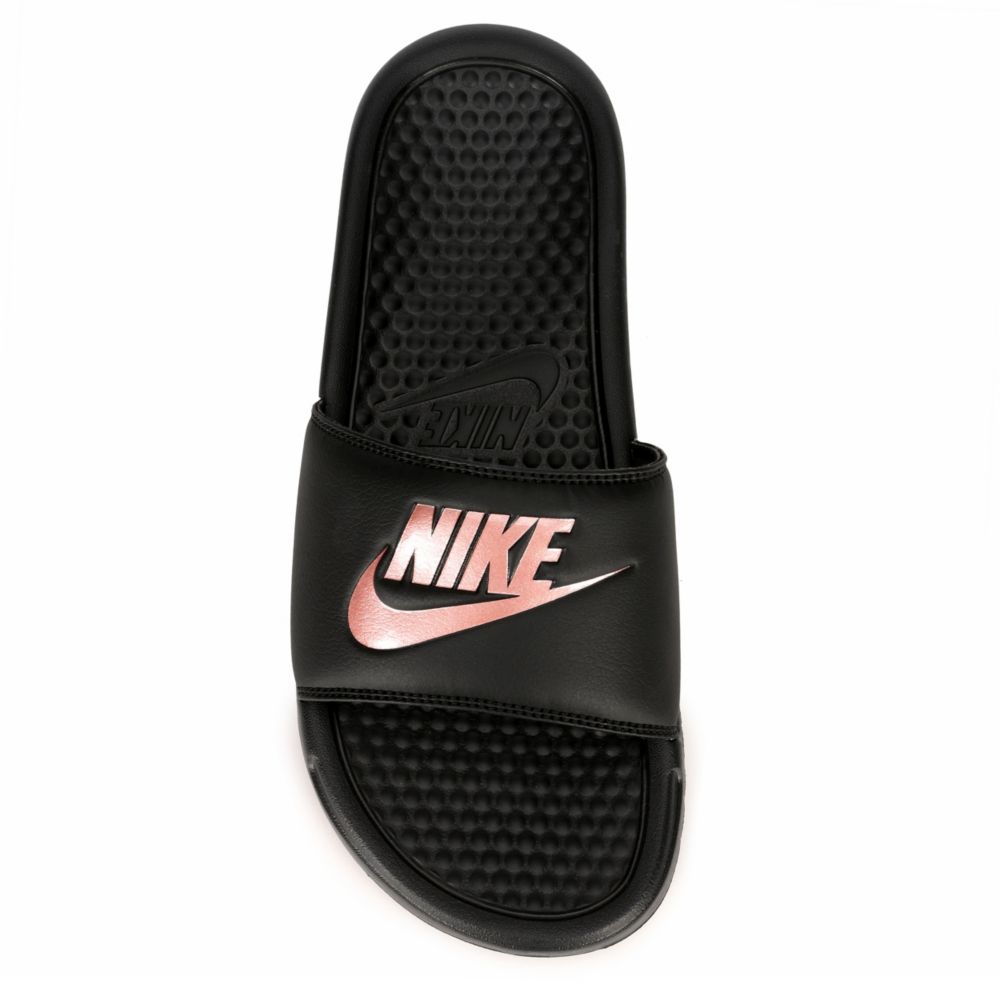 nike slides black and rose gold