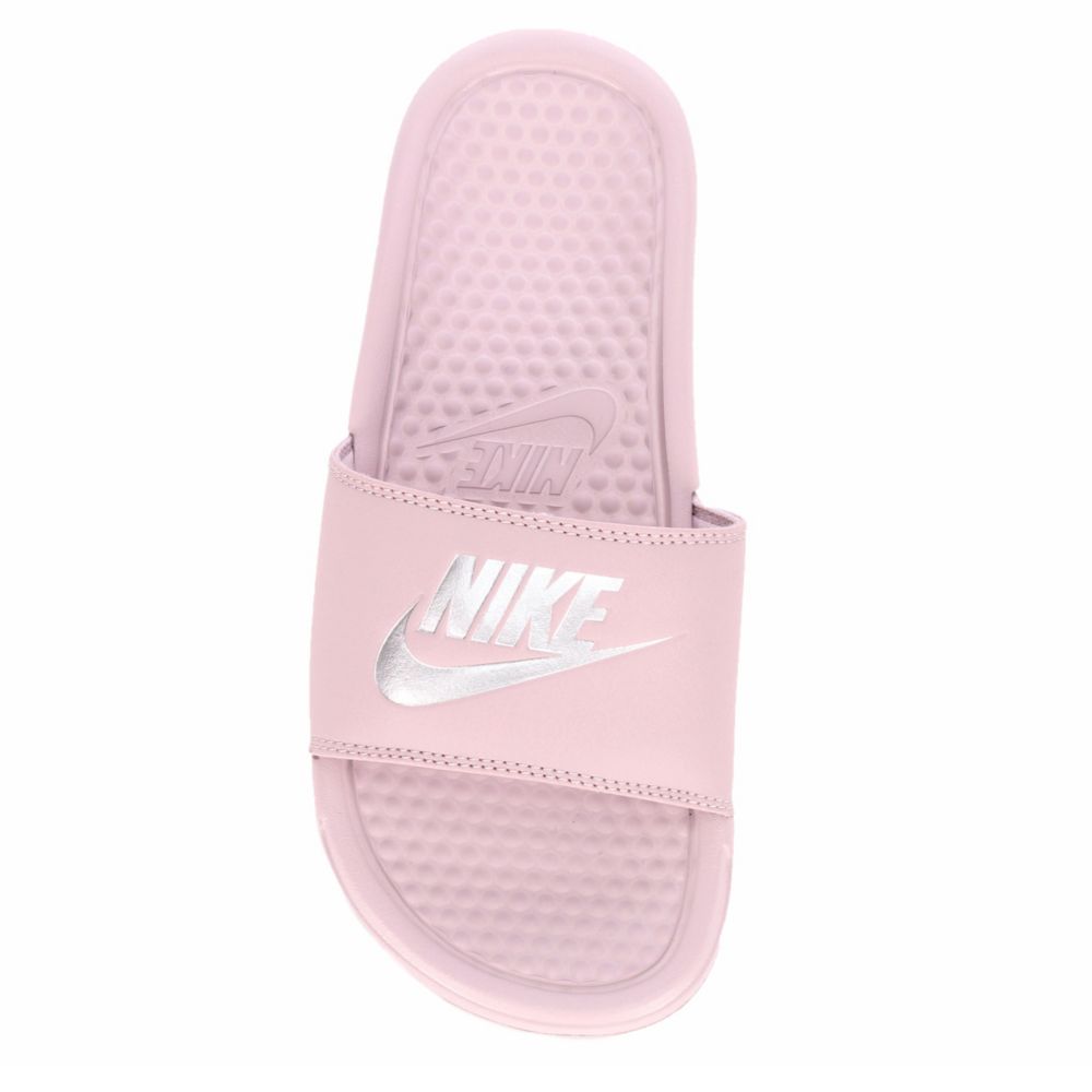 nike benassi slides women's pink